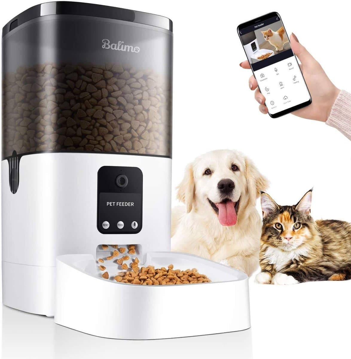 Balimo Automatische Voerbak Kat en Hond 4L - Voerautomaat met Full HD 1080P Camera – Two-Way Audio - Voerautomaat met App - Night Vision - Voerdispenser - Wit thumbnail 5