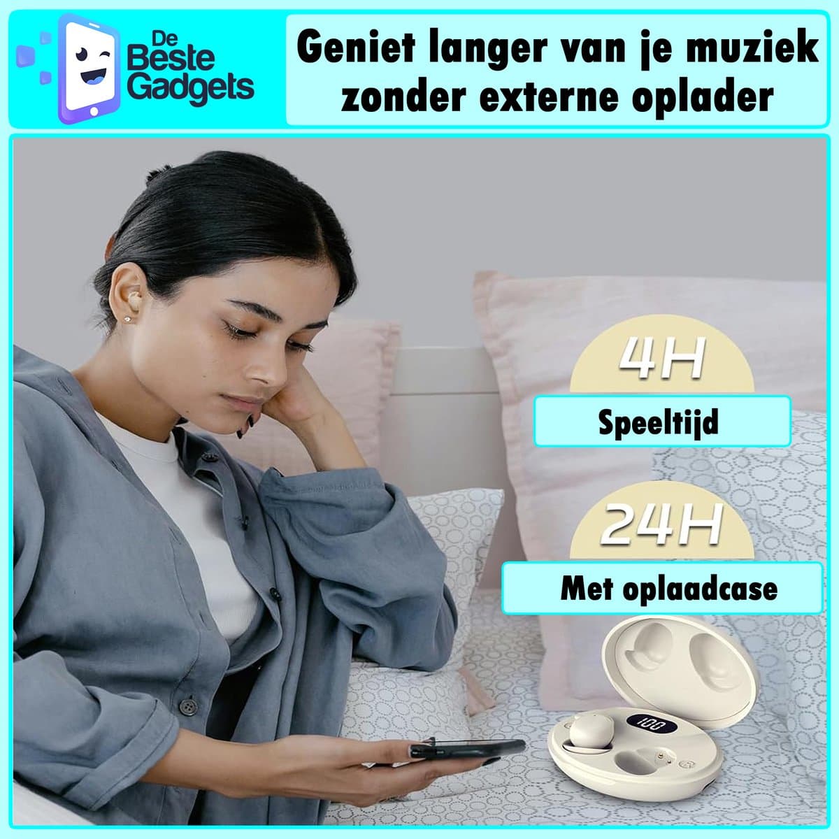 De Beste Gadgets Invisible Sleep Earbuds: Bluetooth 5.4, 24u batterij thumbnail 3