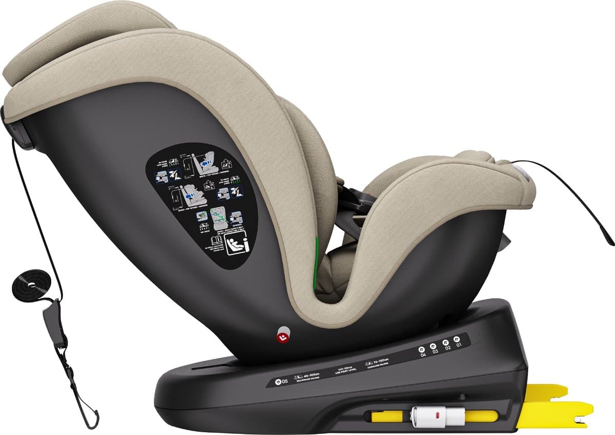 Ding Aiden Autostoel - Beige - 360° Draaibare Isofix Autostoel - i-Size - Vanaf 40 tot 150cm - 0 tot 12 jaar thumbnail 6