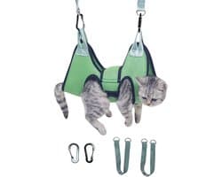 MAGICSHE Katten Verzorging Hangmat, Honden Verzorgingsset Voor Nageltrimmen - Met Verlengband En Karabijnhaken - Kattenverzorging Groen-S S