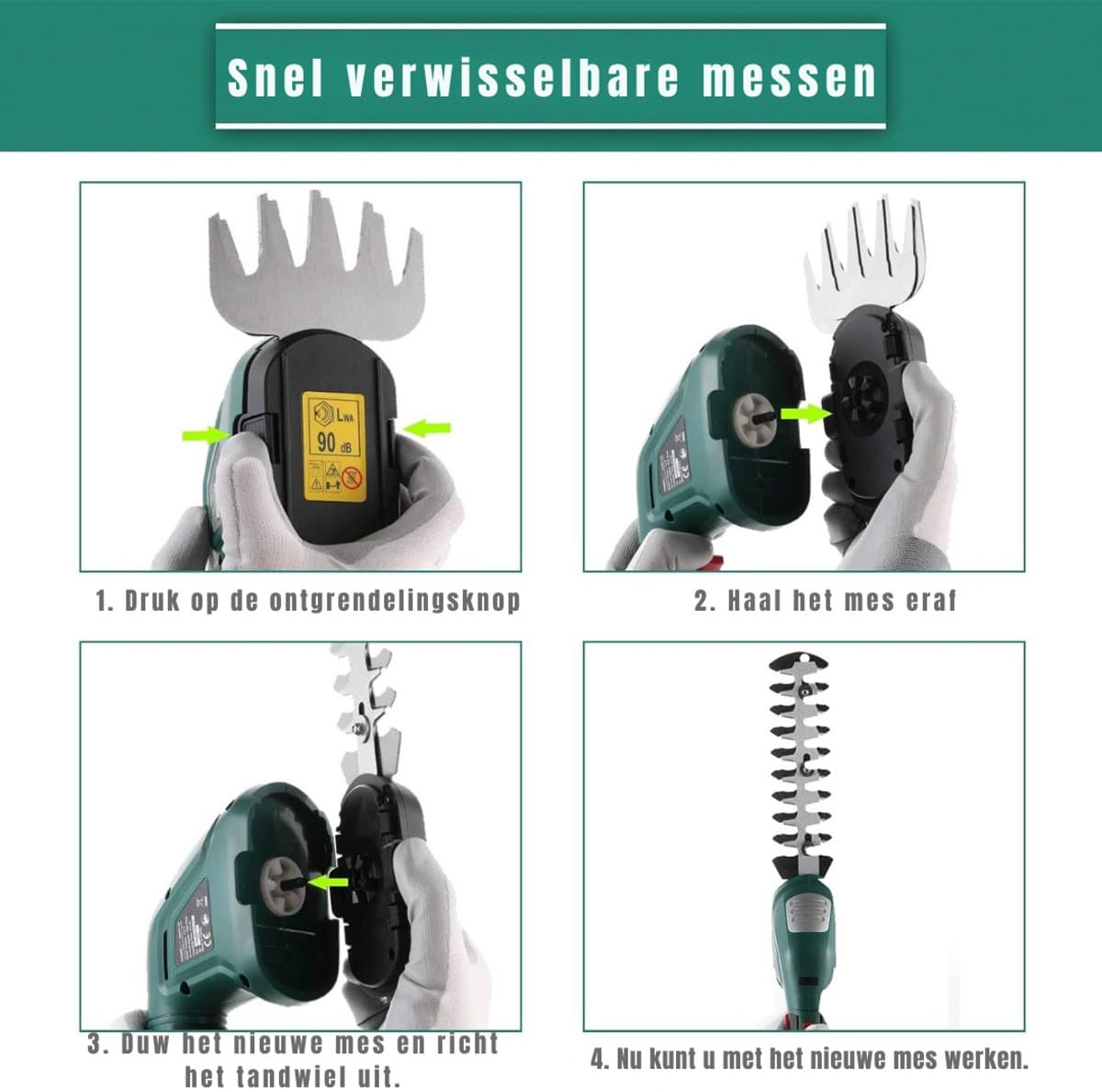Zylo® Grasschaar - Grasschaar met Accu - Grasschaar met Steel - ‎24 x 6.5 x 10.5 cm - Groen thumbnail 7