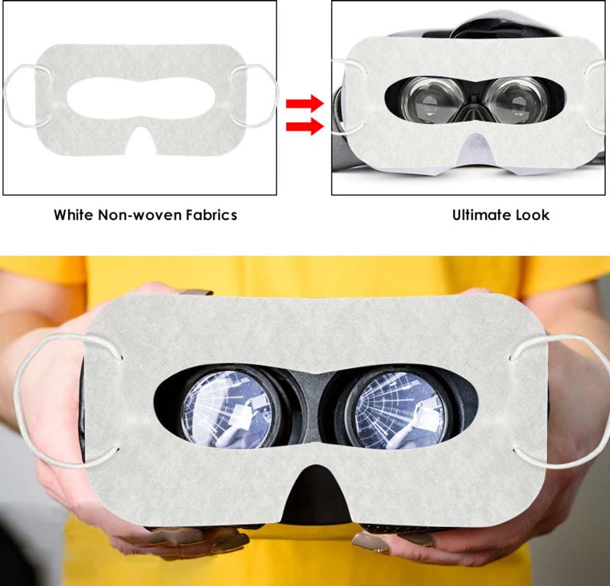100 stuks VR-oogmaskers / wegwerphoezen voor Meta Quest 3/Pro, Pico 3/4 thumbnail 3