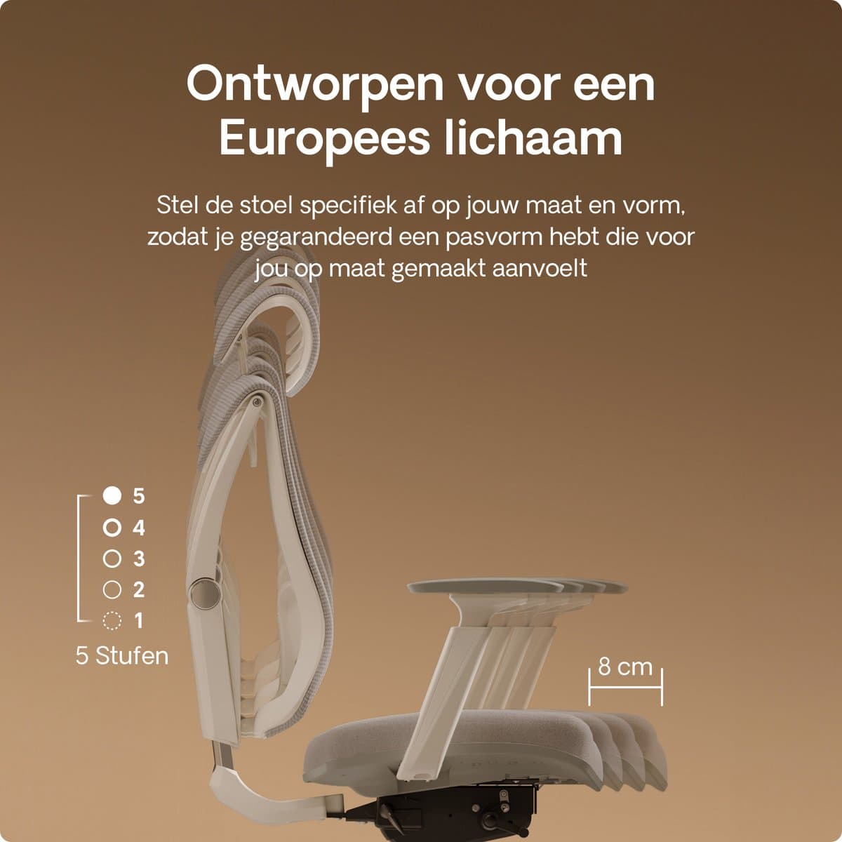Desktronic SitPro Ergonomische Bureaustoel - Bureaustoelen voor volwassenen - Bureau stoel voor kantoor, gaming - 5D lendensteunsysteem - Armleuningen 4D - Rugleuning 90° tot 135° - heeft BIFMA en .IGR ergonomiecertificering - Grijs thumbnail 4