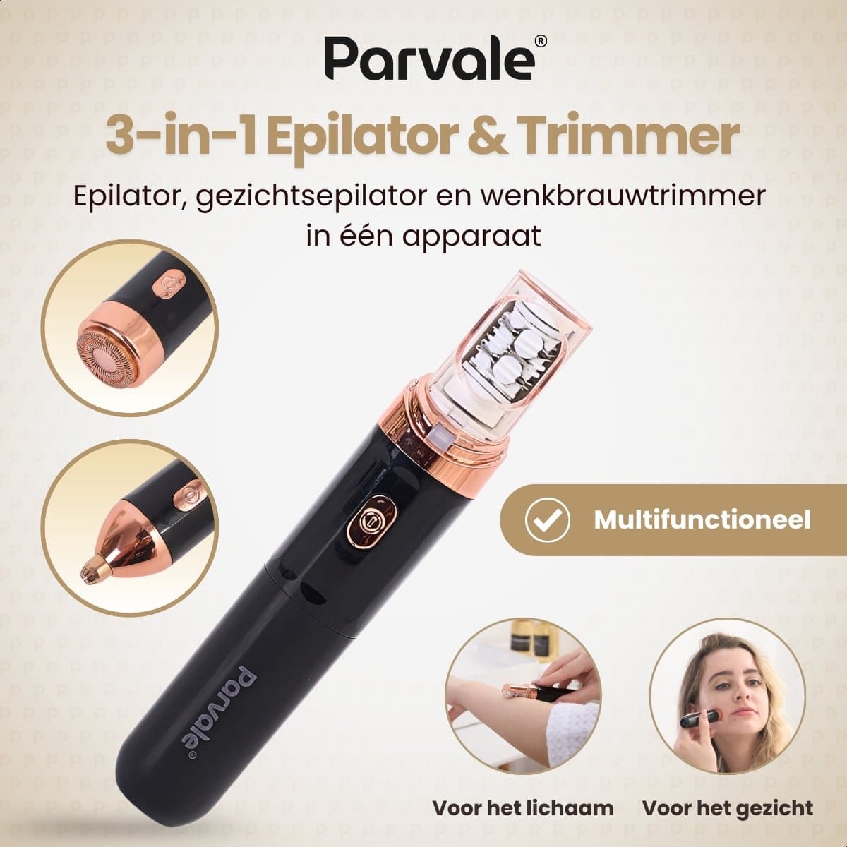 Parvale® 3 in 1 Epilator SilkPro - Epileerapparaat Dames - Epilator - Gezichtsepilator Vrouw - Gezichtsontharing Dames - Epilator Gezicht - Epilator Dames - Gezichtsepilator dames thumbnail 2