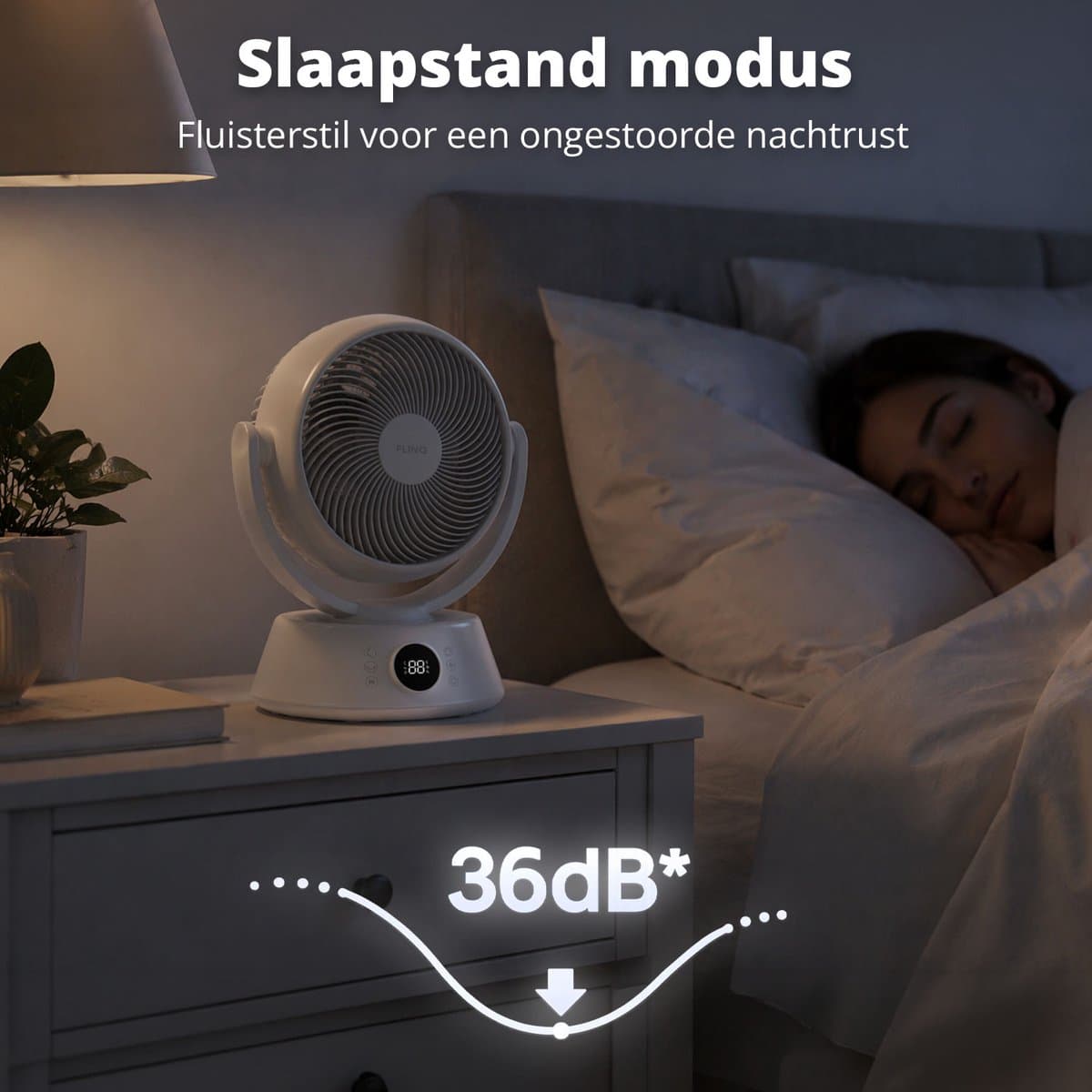 FlinQ AirGlobe Tafelventilator - Automatische oscillatie - Ventilator voor Bureau of Tafel - Roteerbaar - Kleine Ventilator - Fan met Aanpasbare Snelheden - Fluisterstil - Wit thumbnail 4