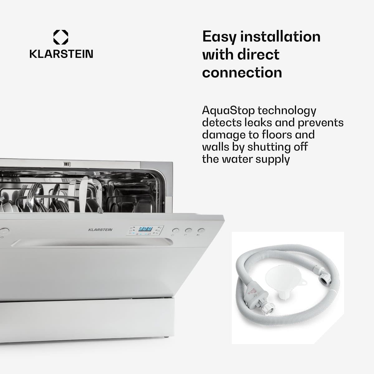Klarstein Vaatwasser Mini voor 6 Gedecke, Leiser vaatwasser klein met 6 spoelprogramma's, Kleiner Tisch vaatwasser voor Zuhause, kantoor en Camping, vaatwasser Mini met Wasseranschluss - Tafelvaatwasser - 6 Maatgedekken 49 dB 45 cm 1380W thumbnail 8