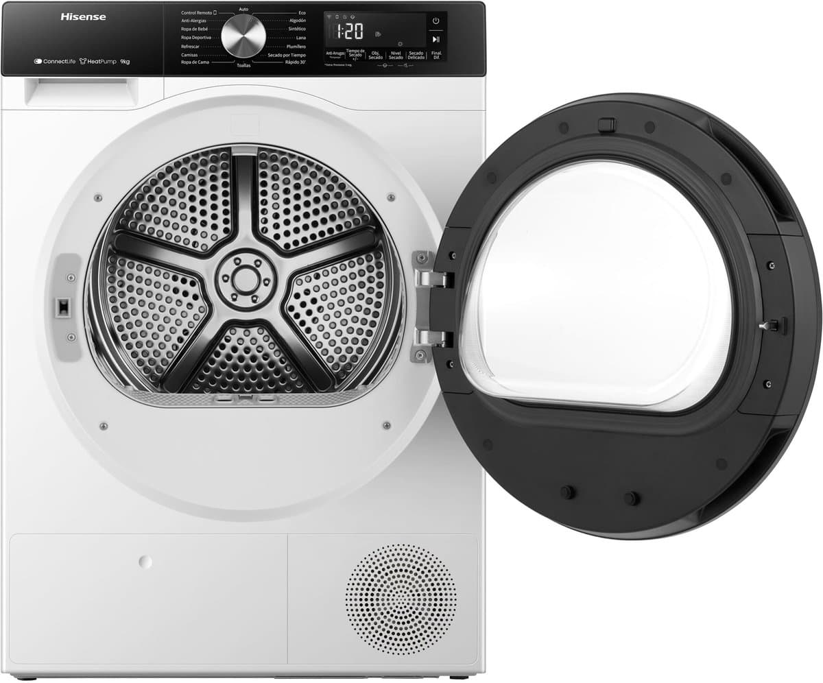Hisense DH3S902BWCC - Condensdroger - 9 kg - Vrijstaand - Voorbelading - Warmtepomp - Wit - Draaiknop - TouchControl - 63 dB(A) - Ion Refresh - Allergy Care - Auto Dry thumbnail 6