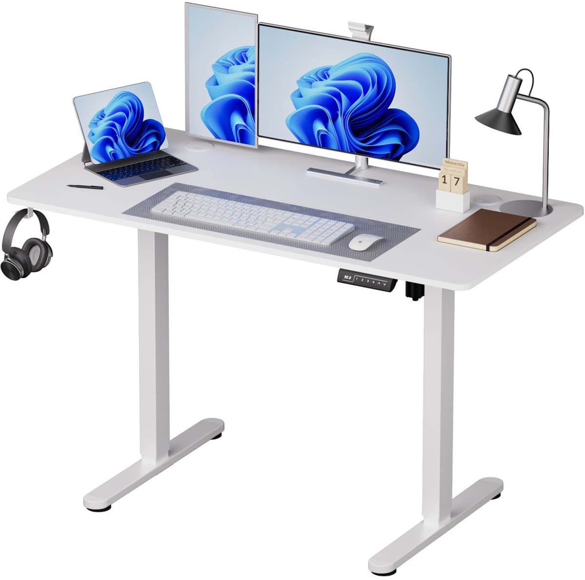 Zit sta bureau - 120 x 60 cm - hoogte verstelbaar - wit