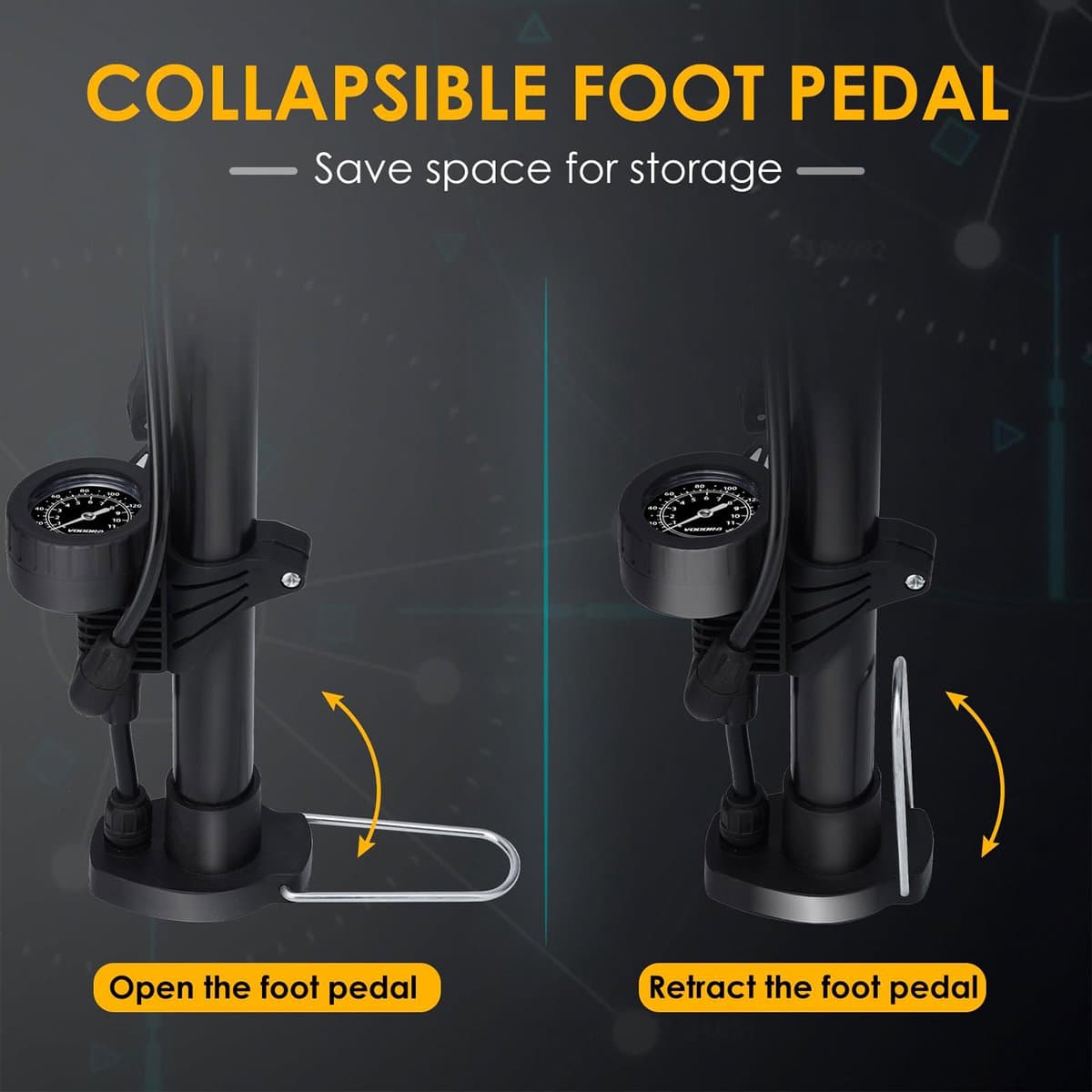 TTLUOKER®Universele Fietspomp met Drukmeting - Staande Pomp voor Fiets, Auto Banden en Opblaasbaar Speelgoed - Incl. Adaptoren voor Schrader & Presta Ventiel thumbnail 3