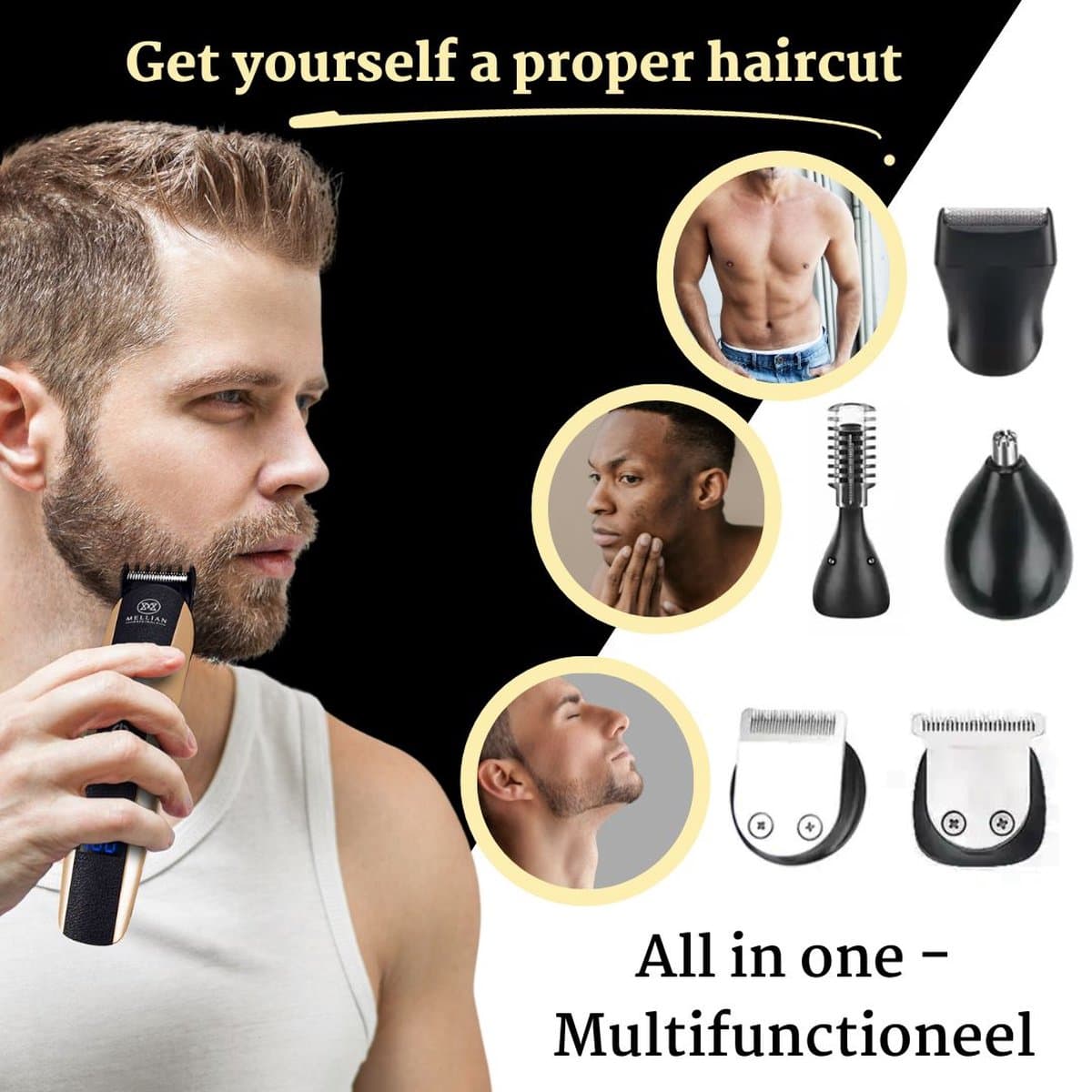 Mellian SignaturePro Baardtrimmer Mannen - 10-Delige Trimmer Set - Bodygroomer & Scheerapparaat thumbnail 8