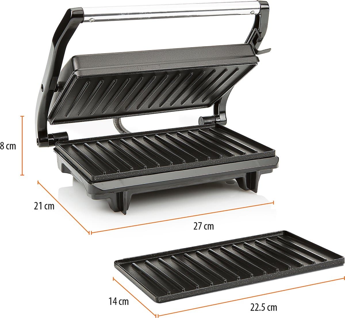 Tristar Contactgrill - GR-2650 - 700W - Tosti apparaat - Panini grill- 22,5x14cm bakoppervlak - Verticaal opbergen - Zwart thumbnail 8