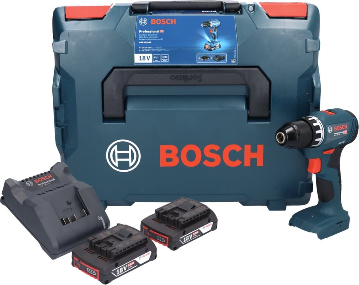 Bosch GSR 18V-45, compact 45 Nm, inclusief 2 accu's thumbnail 7