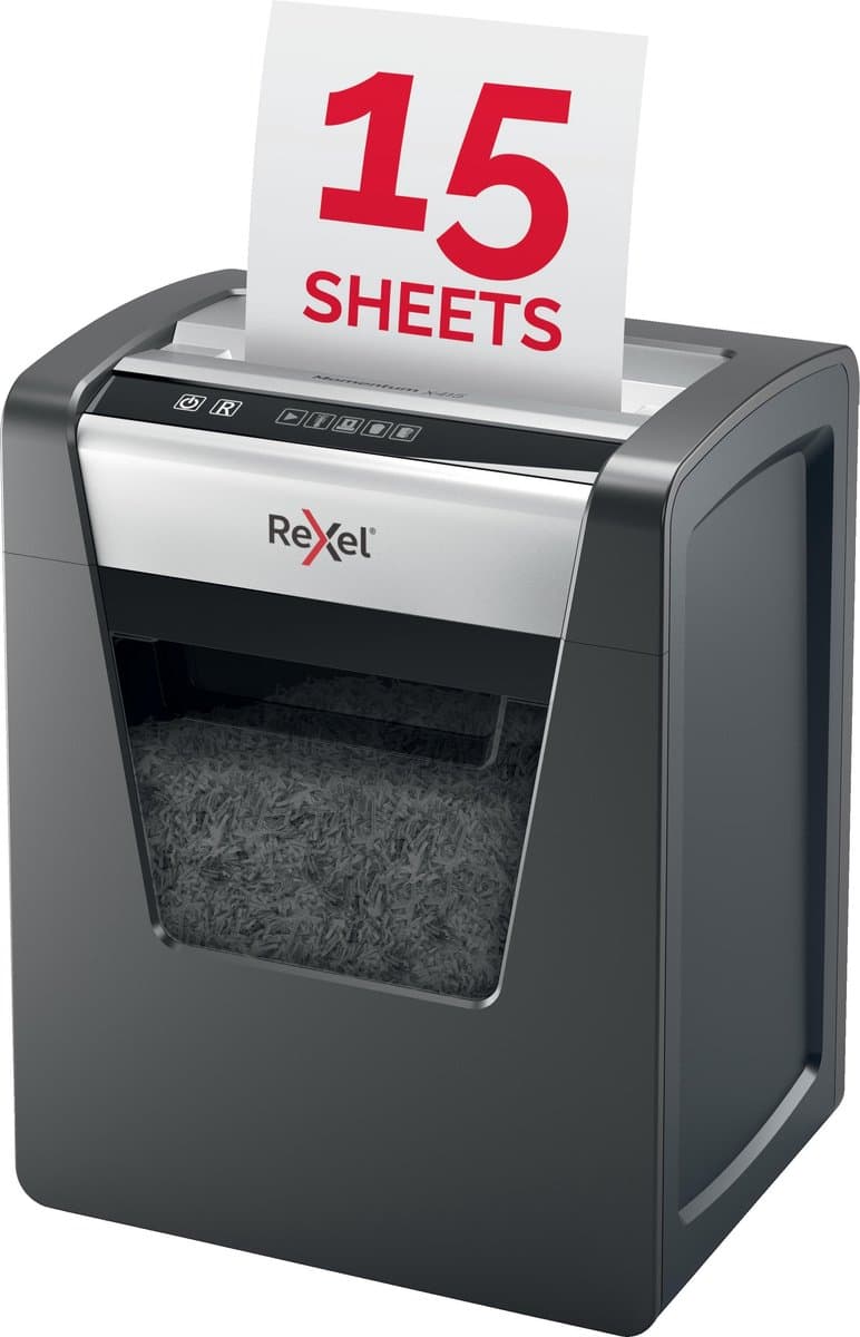 Rexel Momentum X415 Stille Papierversnipperaar - P4 Snippers - Tot 15 Vel - 23L - Zwart thumbnail 6