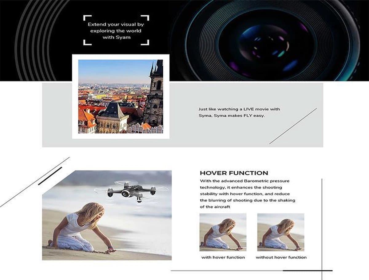 Syma X22W mini drone met WiFi FPV 720p camera en mobiel besturing systeem-Black thumbnail 4