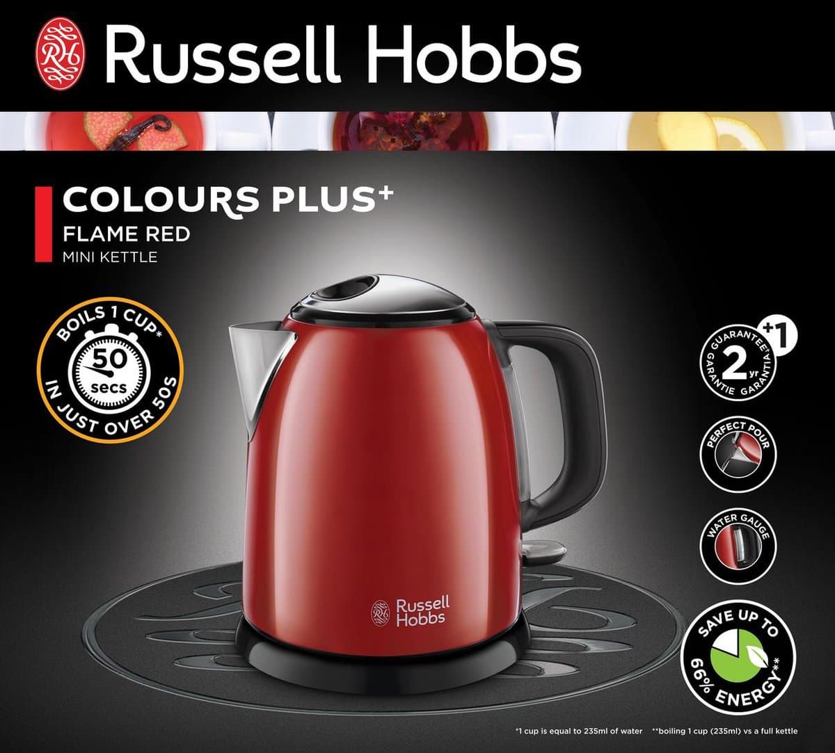 Russell Hobbs 24992-70 Colour Plus+ Mini Waterkoker 1 Liter - Rood thumbnail 5