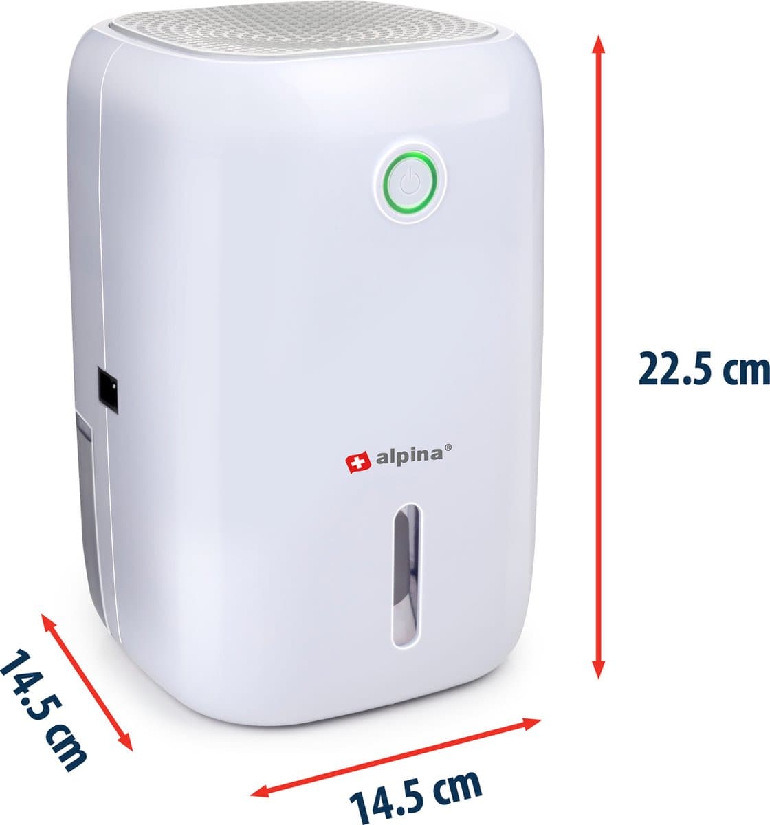 alpina Mini Luchtontvochtiger - Stille Ontvochtiger 35 dB - Dehumidifier voor 100M³ - Ontvochtigt tot 330ml per Dag - Vrijstaande Deshumidificateur - 14,5 x 14,5 x 22,5 cm - Wit thumbnail 7