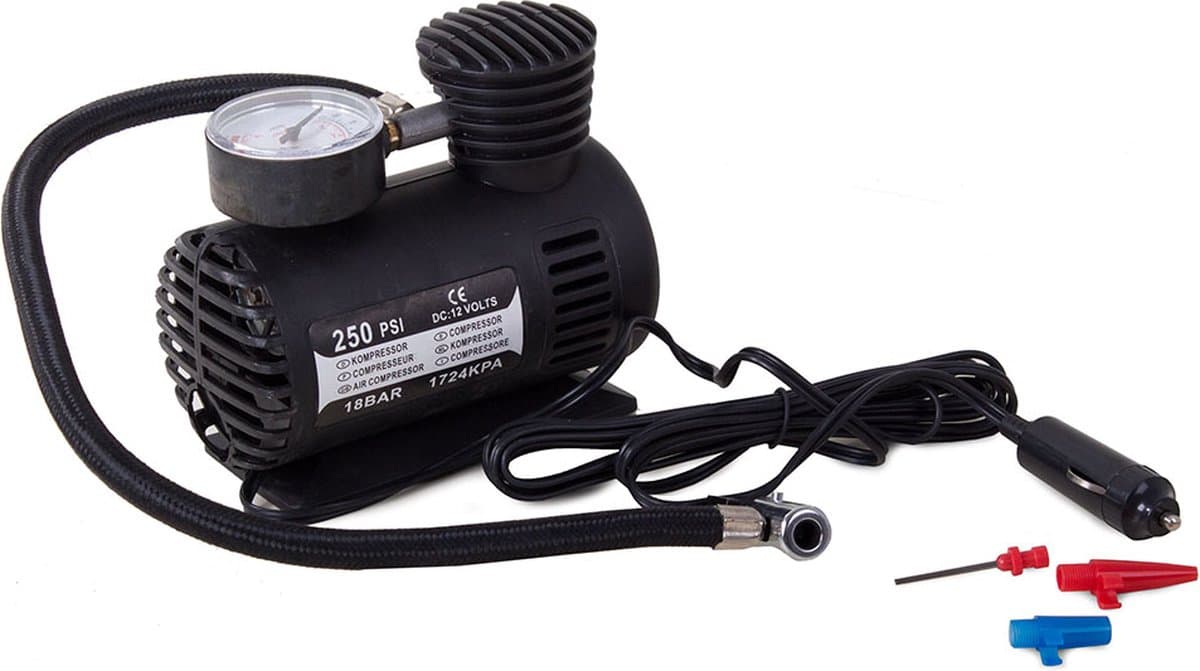 Mini Compressor / 12V Bandenpomp - Mini Autobanden Pomp luchtcompressor - Zwart thumbnail 5