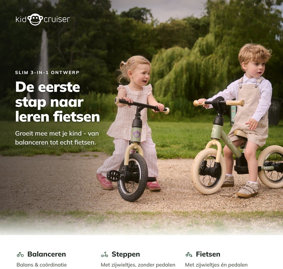 Kidcruiser PedalPlay 3-in-1 loopfiets met luchtbanden thumbnail 2