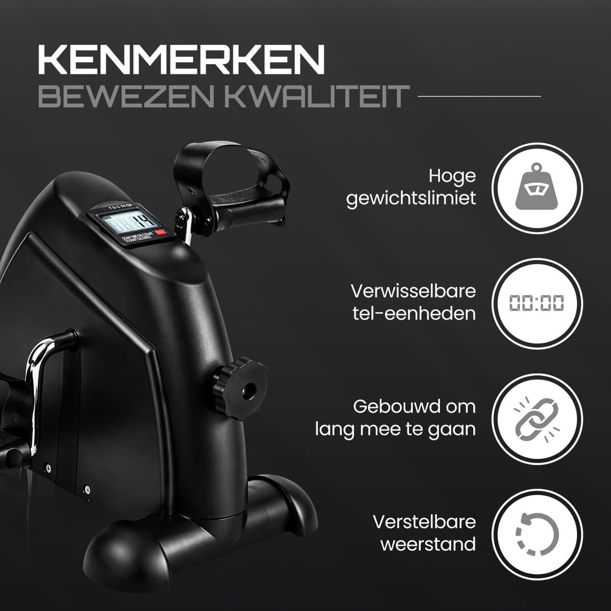 ICONOVA® Stoelfiets – Onder Bureau Fiets met LCD Display – Mini Hometrainer voor Benen & Armen – Compacte Pedal Trainer voor Thuisgebruik & Revalidatie thumbnail 6