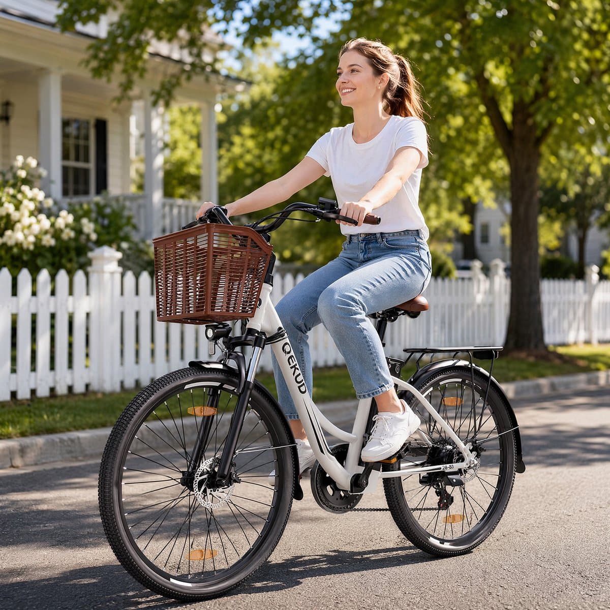 Qekud Elektrische Fiets - 26 Inch E-bike - 36V 13Ah Uitneembare Accu - Actieradius 80 km - Shimano 7 Versnellingen - Schijfremmen - Verlichting- Ideaal voor Woon-werkverkeer thumbnail 8