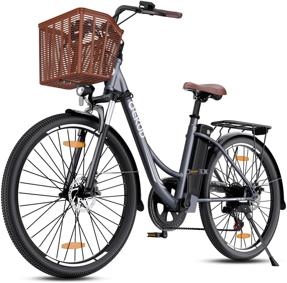 Qekud Elektrische Fiets - 26 Inch E-bike - 36V 13Ah Uitneembare Accu - Actieradius 80 km - Shimano 7 Versnellingen - Schijfremmen - Verlichting- Ideaal voor Woon-werkverkeer