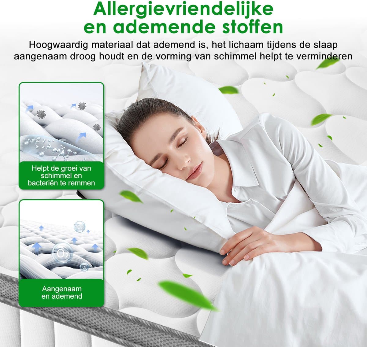 Fukstern Matras 160x200 Tweepersoons - Pocketvering Matras 25cm Dik - 7 zones - OEKO-TEX Gecertificeerd - Anti-Allergische - Orthopedisch Eenpersoonsmatrassen - H3/H4 Medium Hard - 10 Lagen Hoogwaardige Materialen - Voor Kinderen en Volwassenen thumbnail 4