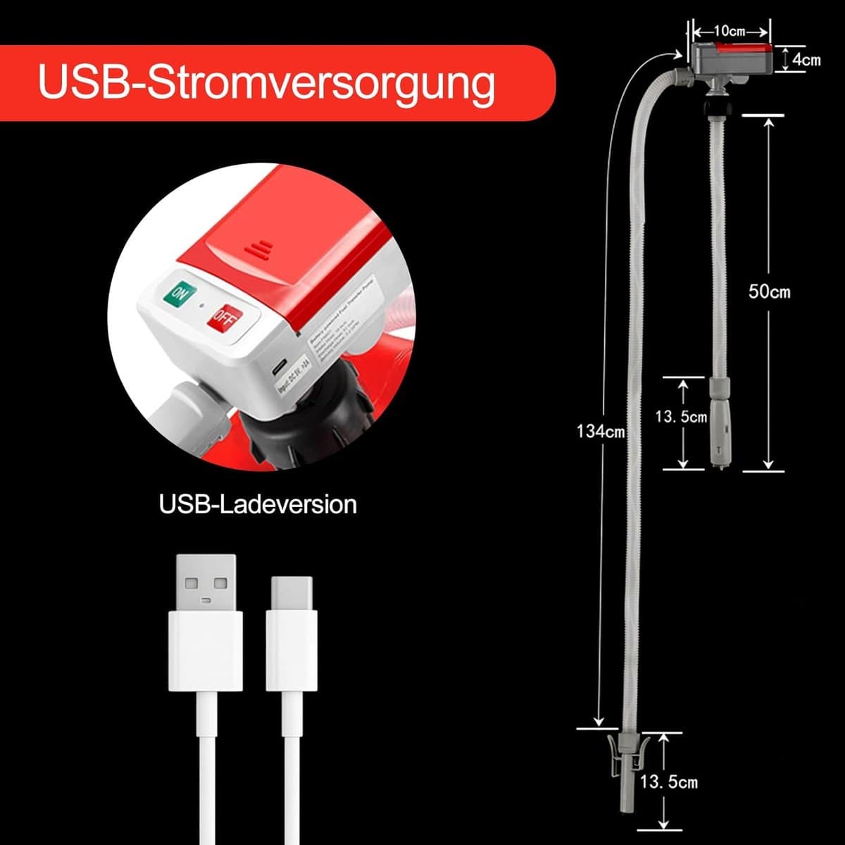 Hevelpompen - Elektrische Hevelpomp - 9.2L/min - Elektrische Hevelpomp met Auto-Stop Sensor - USB Oplaadbare Brandstofpomp - Transferpomp - Mobiele Vloeistofpomp - Universele Hevelaar - voor Diesel, Benzine en Water thumbnail 4