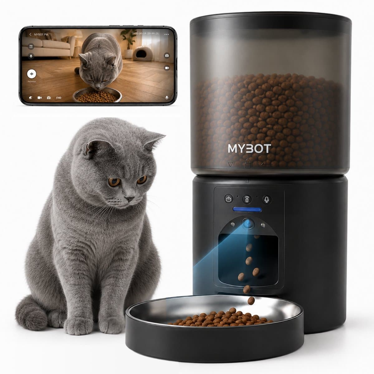 MYBOT Automatische Voerbak met Camera - 4L - App-besturing