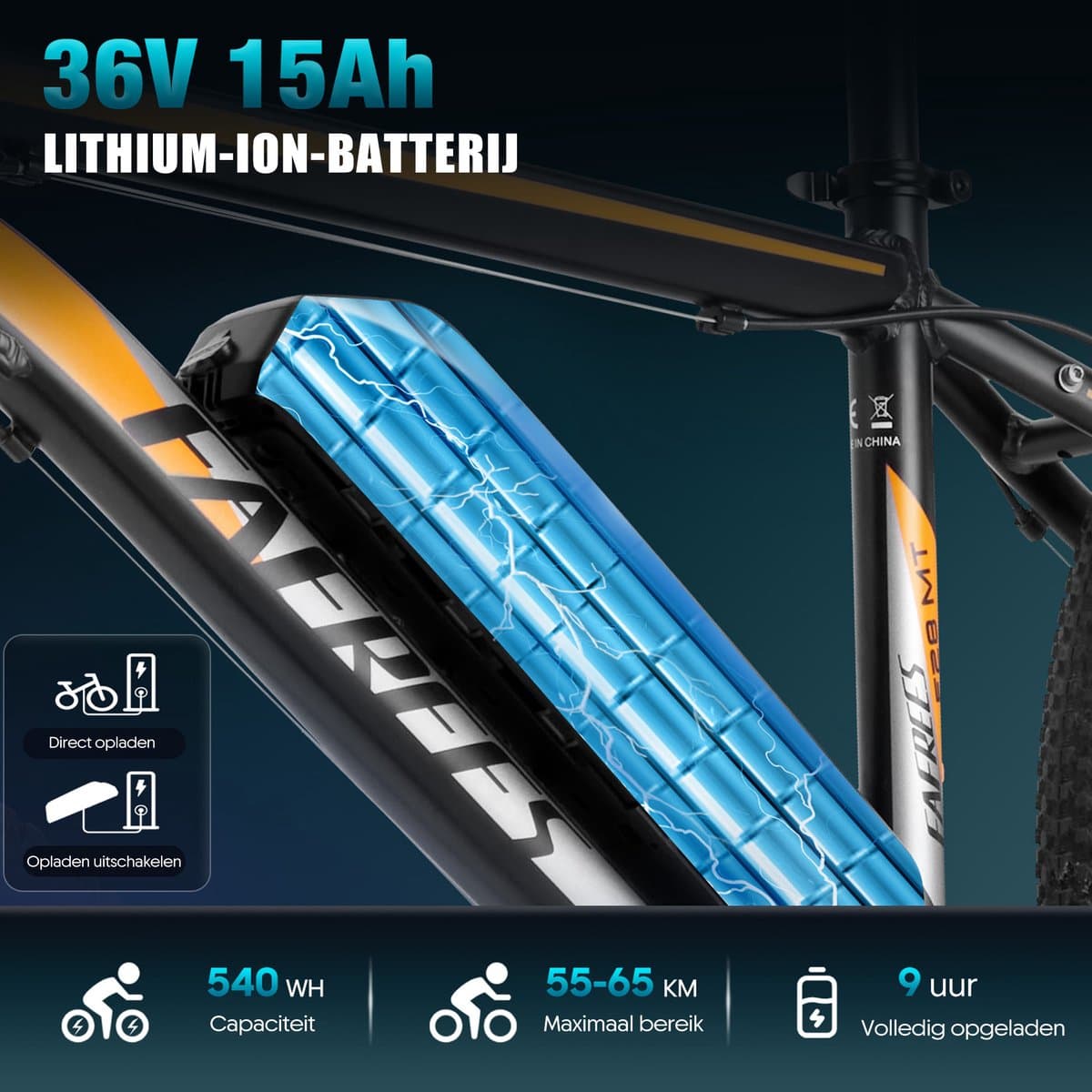 Fafrees F28 MT 27,5 inch Elektrische Fiets - 250W Motor E-bike - 36V 15Ah Verwijderbare Accu - 21 Versnellingsbak - Mechanische Schijfremmen - IPX4 Stadsfiets Trekkingfiets thumbnail 5