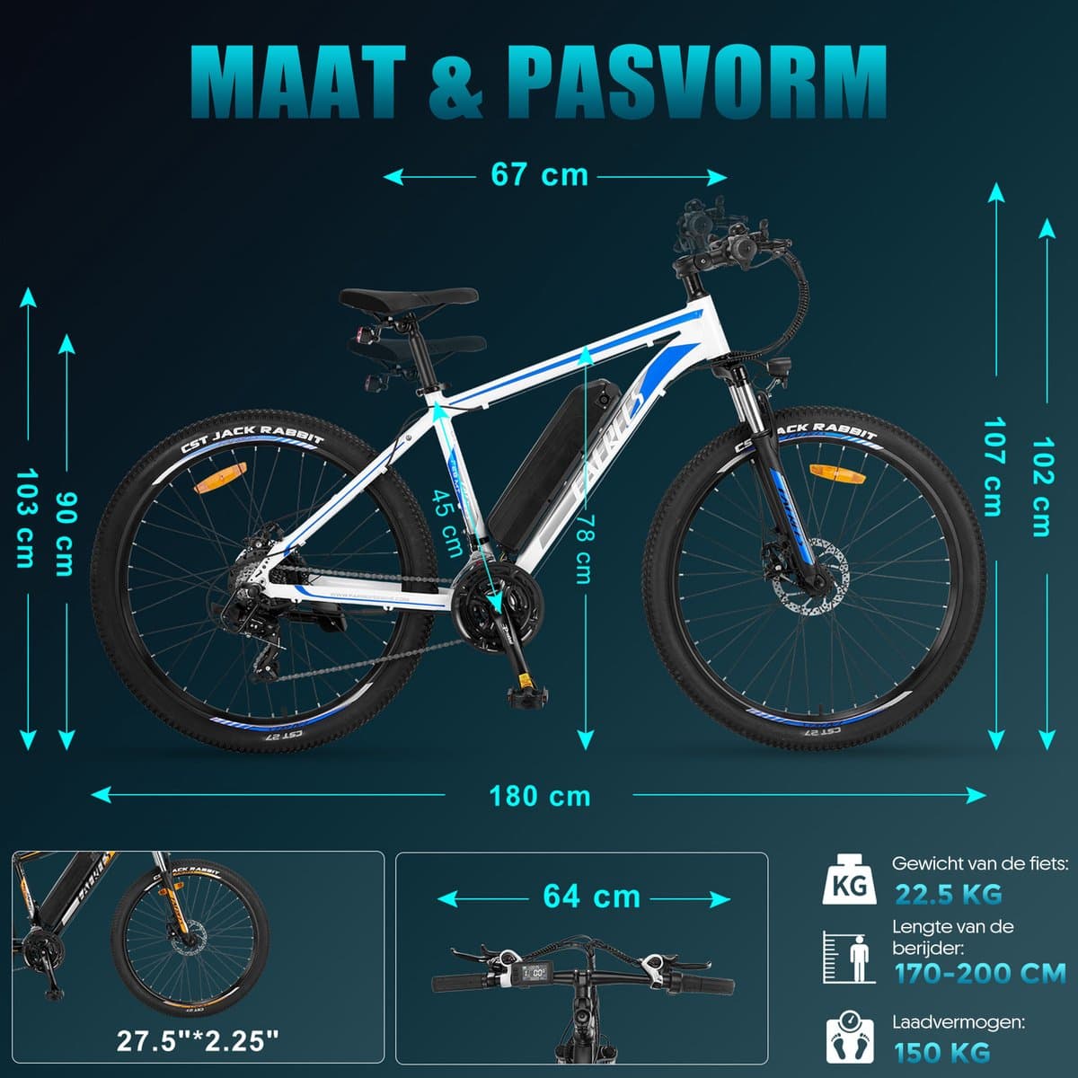 Fafrees F28 MT 27,5 inch Elektrische Fiets - 250W Motor E-bike - 36V 15Ah Verwijderbare Accu - 21 Versnellingsbak - Mechanische Schijfremmen - IPX4 Stadsfiets Trekkingfiets thumbnail 2