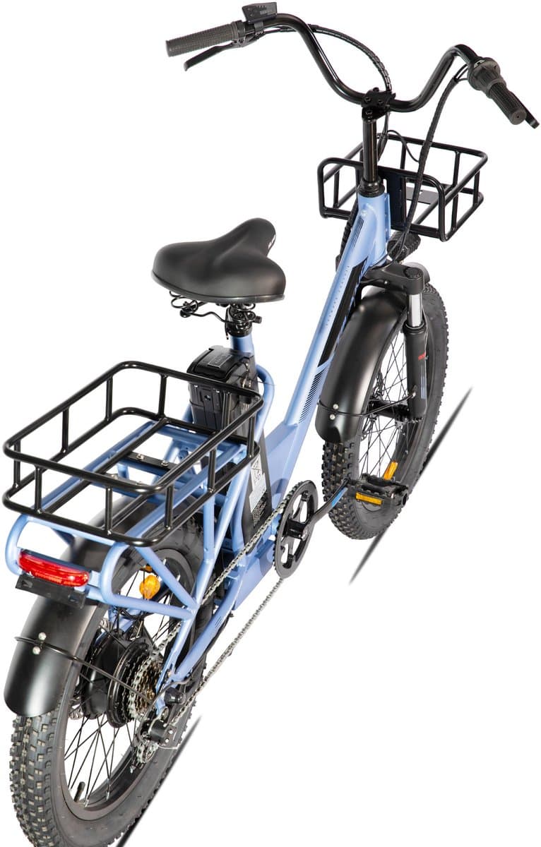 HILAND Elektrische Cargo Fatbike – 20" Dikke Banden – 48V – 7 Speed – blauw thumbnail 2