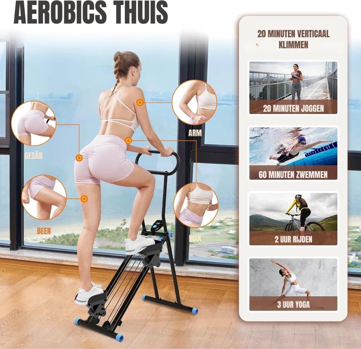 QORA® Crosstrainer - Crosstrainers - Crosstrainer Fitness - Zwart - 135cm x 56cm x 25cm thumbnail 5
