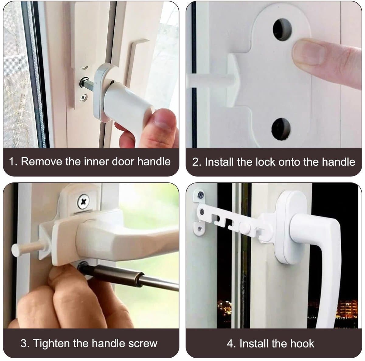 Dailygoods- Raamklem Hoog Draagvermogen - Raamstopper - Raamkantelregelaar - Raamvastzetter - Duurzaam Koolstofstaal - Wit met Roestvrije Coating thumbnail 5