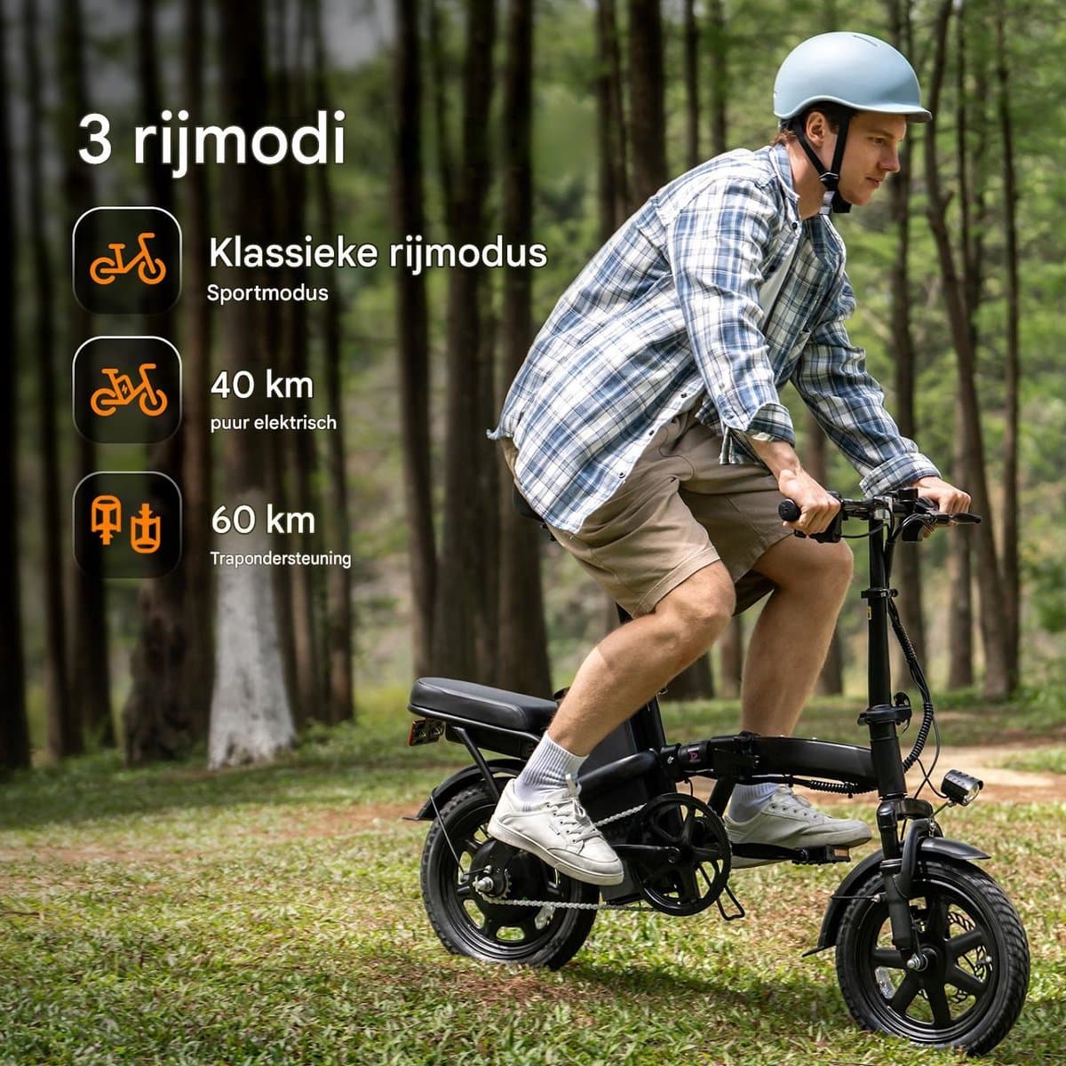 HillMiles Mile1 Elektrische Fiets - Motor 250W - Actieradius 60km - 14 Inch -25km/ - 36V/10.4Ah -vouwbaar E-bike -stads E-bikes & E-Nederland - Zwart thumbnail 2