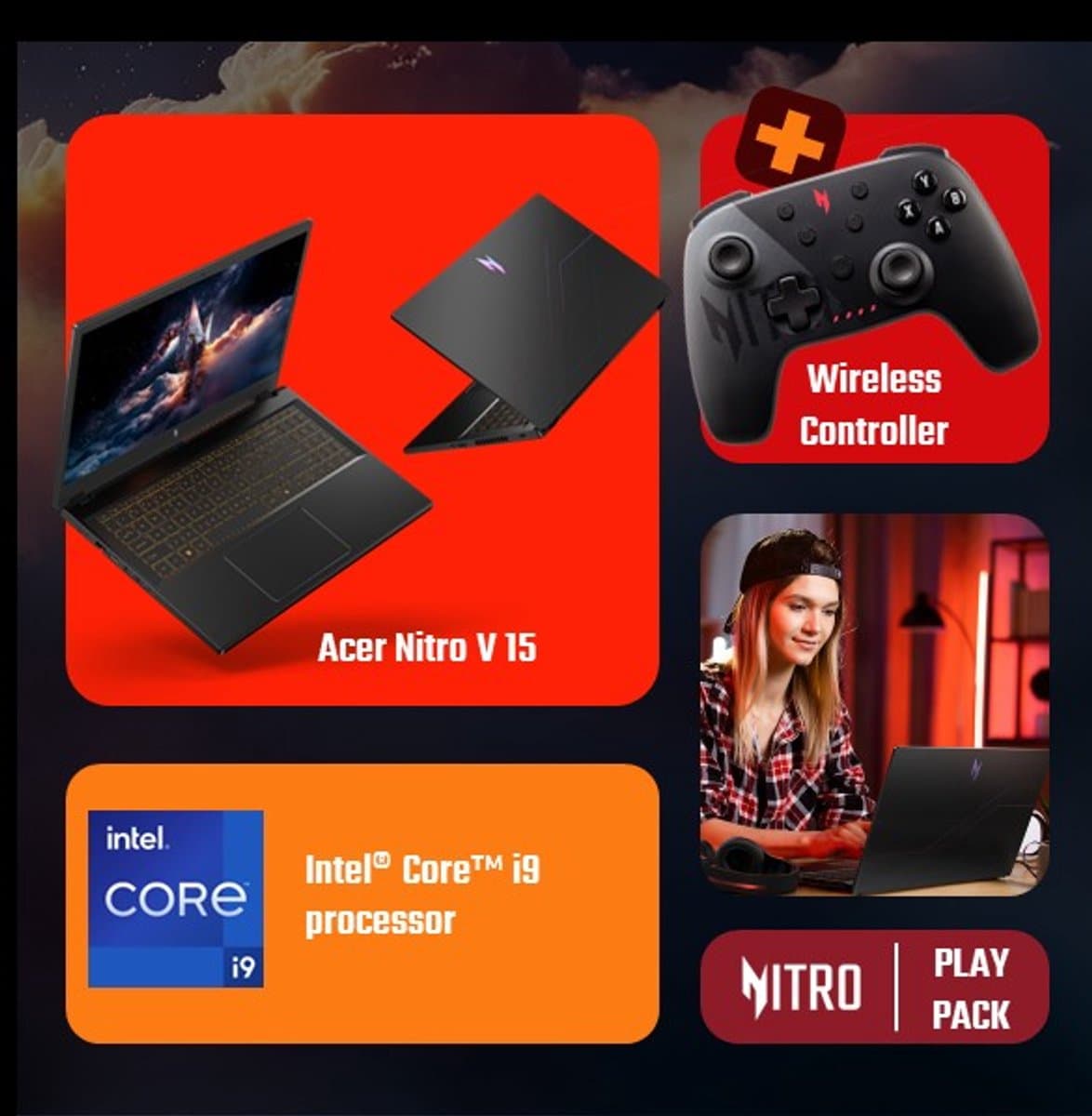Acer Nitro V 15 ANV15-52-99R2 - Gaming Laptop - 15.6 inch - Core i9 - RTX 5050 - 16GB/512GB - inclusief Nitro Wireless Controller thumbnail 2