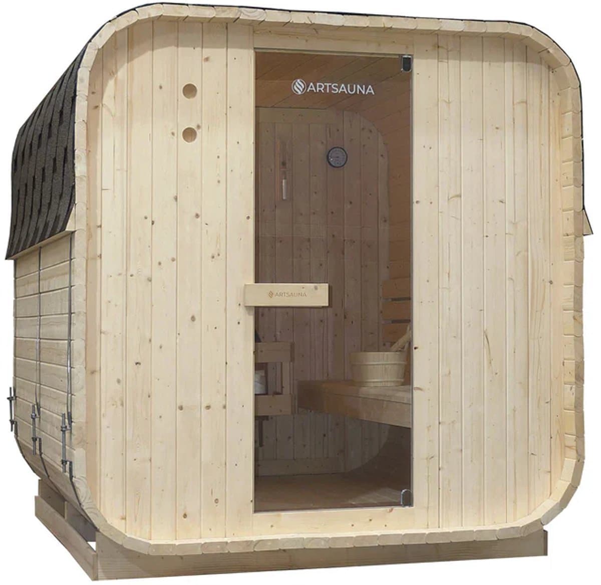 Vierkante Barrelsauna Nolvik - Incl. Toebehoren - 220x185 x194 cm thumbnail 3