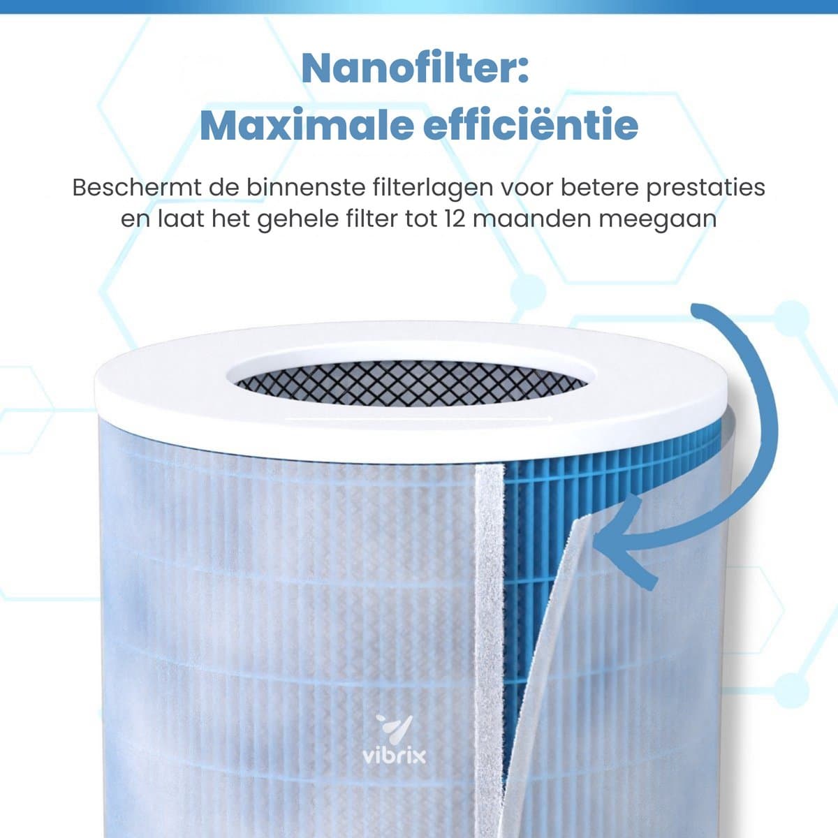 Vibrix PureFlow30 Luchtreiniger / Air Purifier – HEPA H13 + koolstoffilter – 180 m³/u – Voor kamers tot 30 m² – Ionisator – App-bediening – Zeer stil met slaapstand – Luchtkwaliteitindicator thumbnail 3