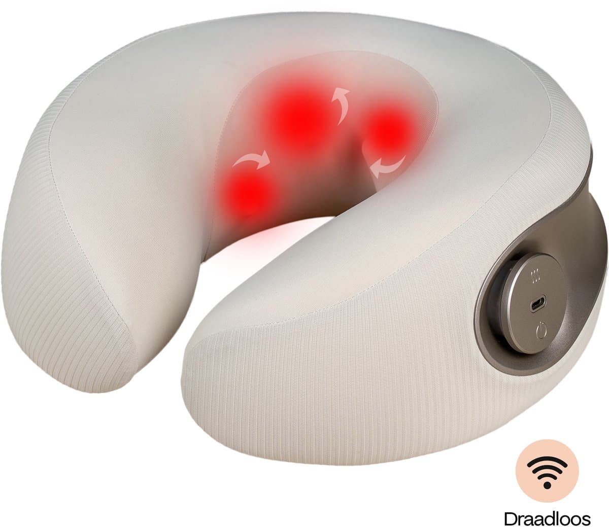 Home Vibes® Nekmassage Apparaat – Massage Nekkussen – Massage Apparaat – Memory Foam - Vaderdag Cadeau - Draadloos - Reiskussen - 3 Massage Standen – 2 Hitte Niveaus - Licht Apricot - afbeelding 1