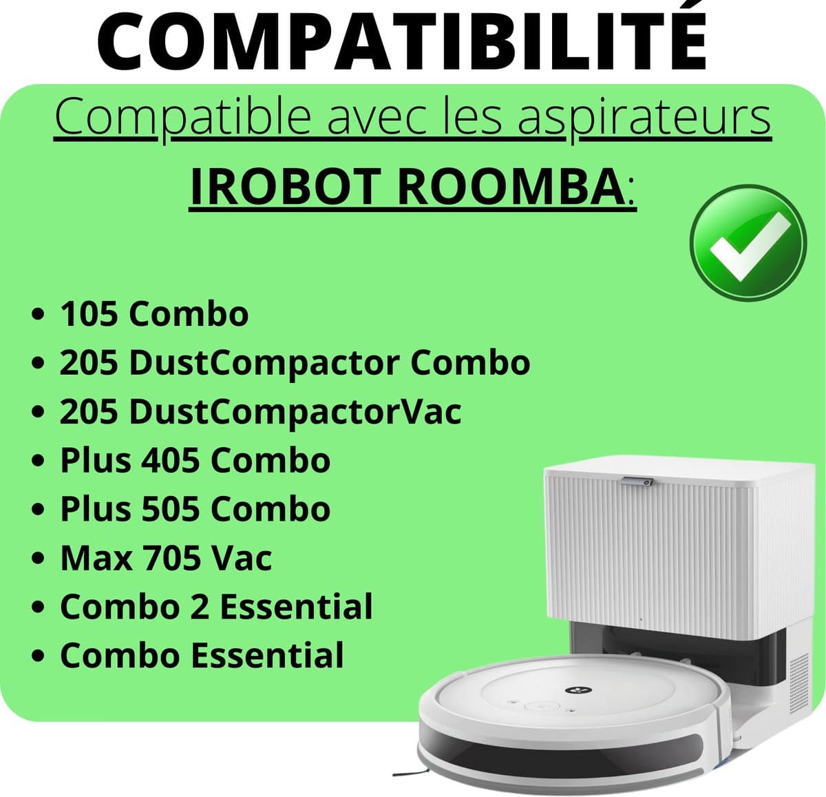 Borstel voor iRobot Roomba Combo 105/205/405/505, herbruikbare wasbare borstel [set van 6] thumbnail 5