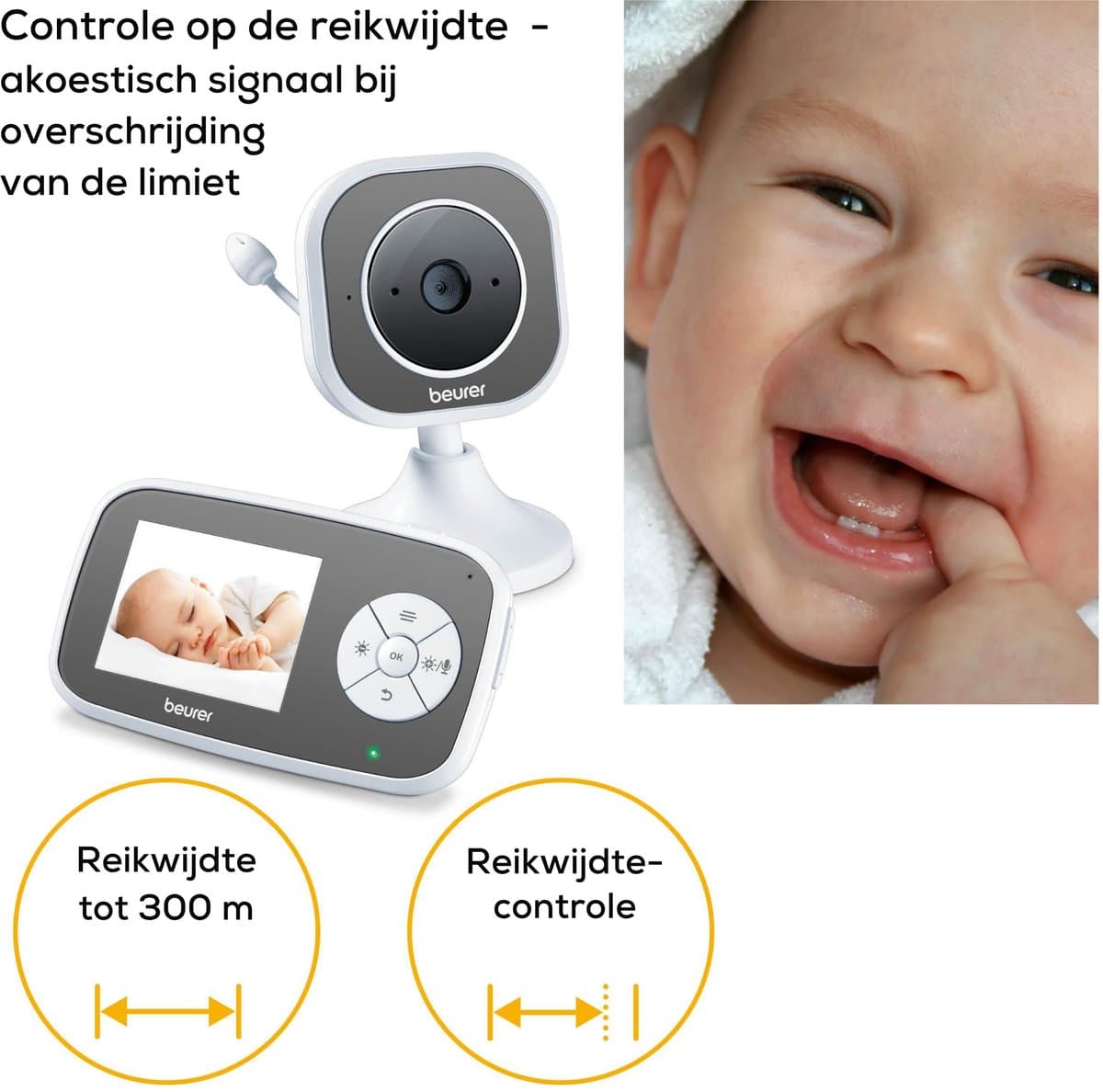 Beurer BY 110 Video Babyfoon - Ouderunit/XL beeldscherm & camera - Digitale wireless verbinding - Bereik tot 300 meter - Nachtzicht - Digitale zoom - Intercom - Liedjes - Diverse alarmen - Timer - Eco+ - 3 Jaar garantie thumbnail 6