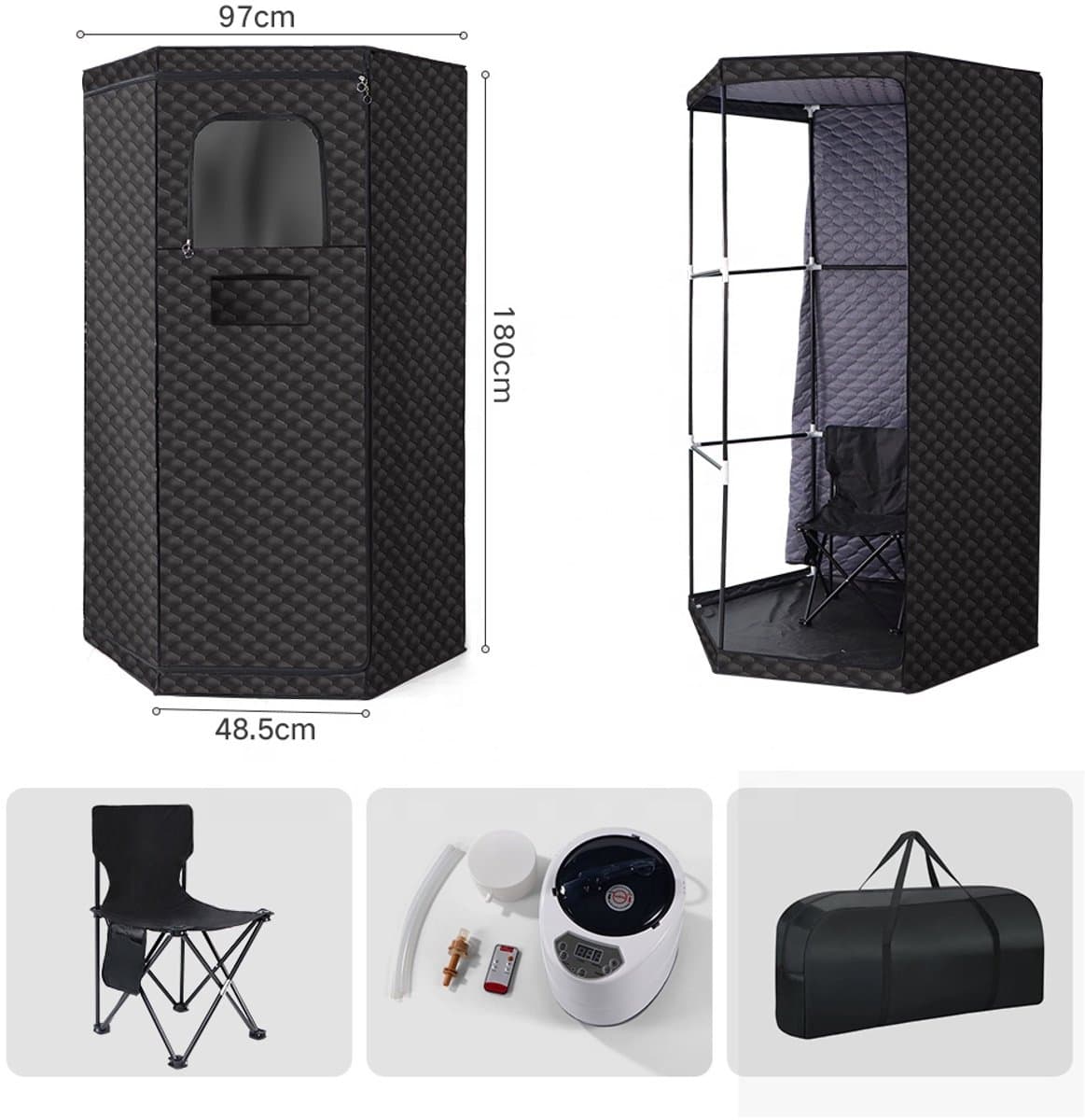 LotaHome - Mobiele Sauna - Draagbare Sauna - Draagbare Stoomsauna Tent - met Stoomgenerator - Stoomverwarming - Stoomsauna - Direct Heet - Saunabox - Draagbare Sauna - 9 Warmtestanden - Sauna voor Thuisgebruik - Ontspanning en Detox thumbnail 8