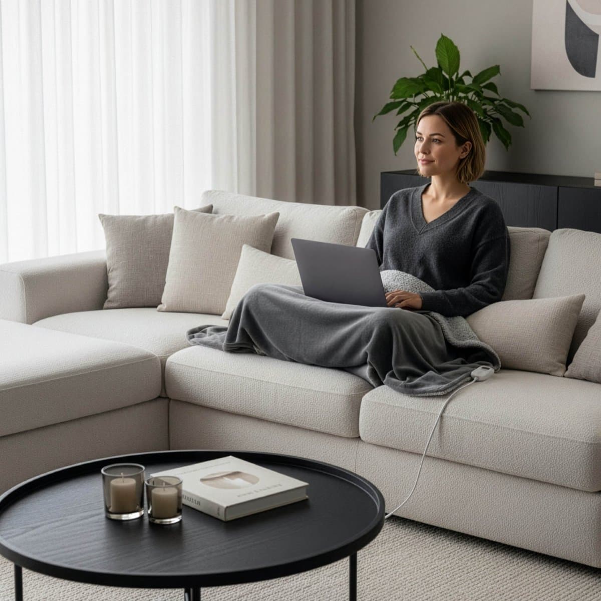 Inventum HB180G elektrische verwarmde bovendeken 180x130 cm - Eenpersoons - 9 warmtestanden - Uitwasbaar - Automatische uitschakeling - Fleece - Grijs thumbnail 2