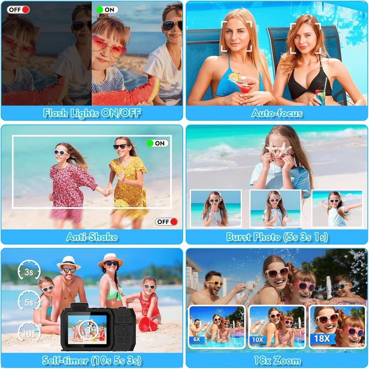 Onderwatercamera 33FT/10M 4K 48MP waterdichte camera met 32GB-kaart Dubbel scherm Robuust Stofdicht Schokbestendig Autofocus Selfie Digitale camera voor Snorkelen Duiken Sport Reizen (oranje) thumbnail 2