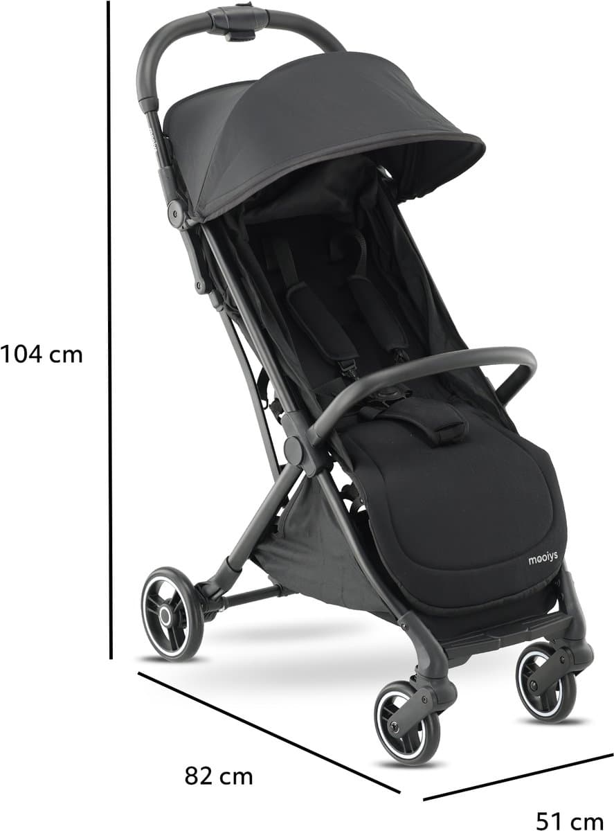 Mooiys Axel Buggy - Lichtgewicht Compacte Reisbuggy met Tas - Zwart thumbnail 3