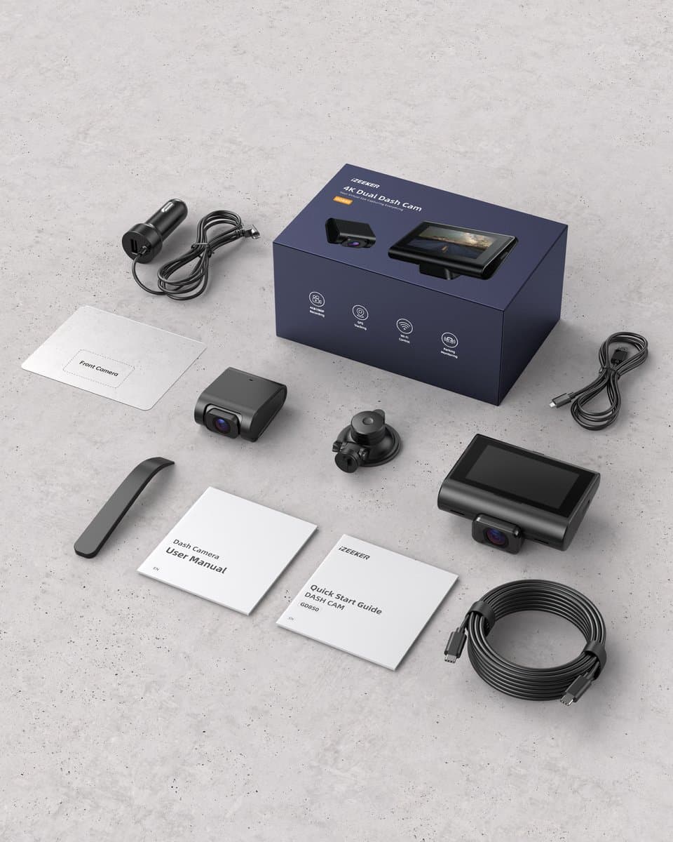 iZEEKER GD850 Dashcam voor auto - 4K & 1080P - Voor en Achter Camera - WiFi en GPS - 3'' IPS Touchscreen - Sony Sensor - Nachtzicht thumbnail 8