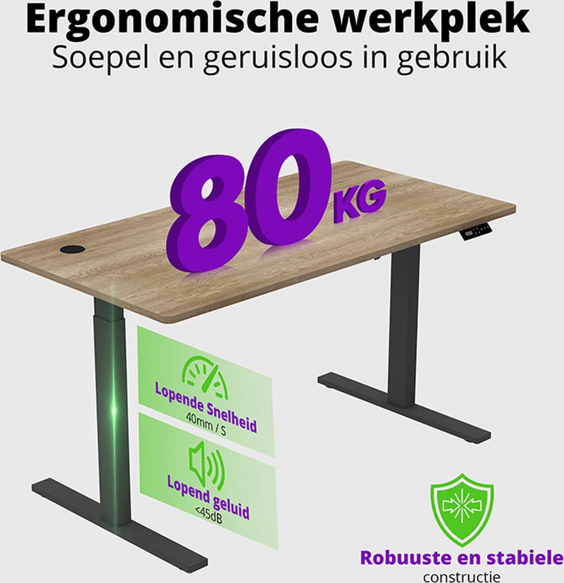 E-base 125 Zit-Sta Bureau 140x70 - Elektrisch Verstelbaar thumbnail 7