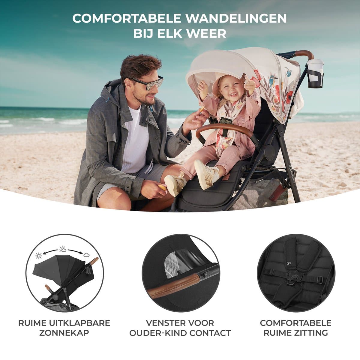 Kinderkraft GRANDE PLUS Kinderwagen – Lichtgewicht met Stalen Frame – Klik&Vouw Systeem – Grote Wielen – tot 22 kg – Zwart thumbnail 6