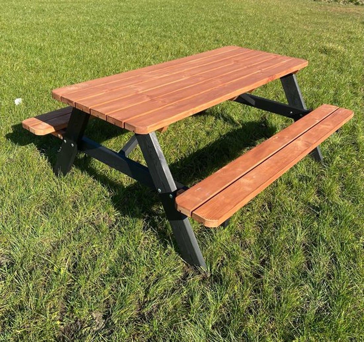 Picknicktafel Bruno | Tuintafel 6 persoons | Bruin Zwart Gespoten Gedroogd Grenen Hout! thumbnail 5