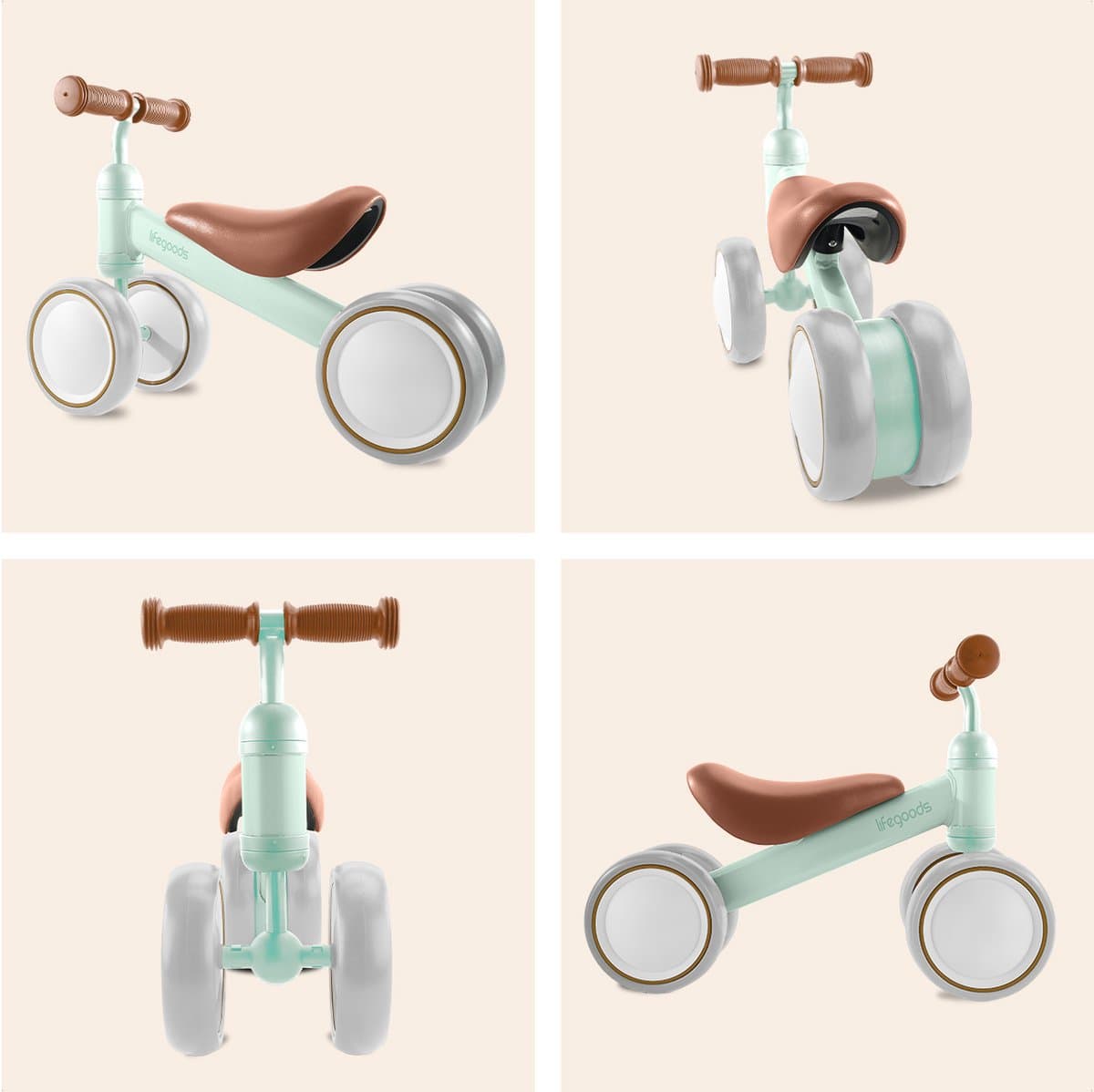 LifeGoods Loopfiets - Speelgoed Vanaf 1 jaar - Kinderstep - Loopfietsje - Pastelgroen thumbnail 8