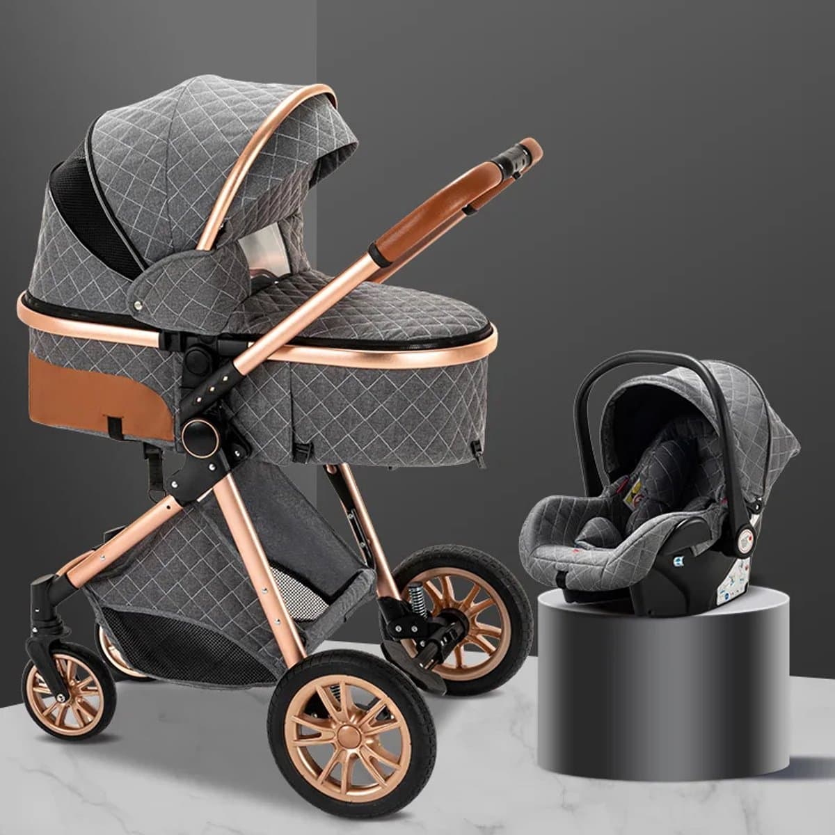 buggy - kinderwagen 3 in 1 - Draagbare Reizen Kinderwagen Aluminium Frame Opvouwbare Kinderwagens Hoge Landschap Auto voor Pasgeboren Baby thumbnail 4
